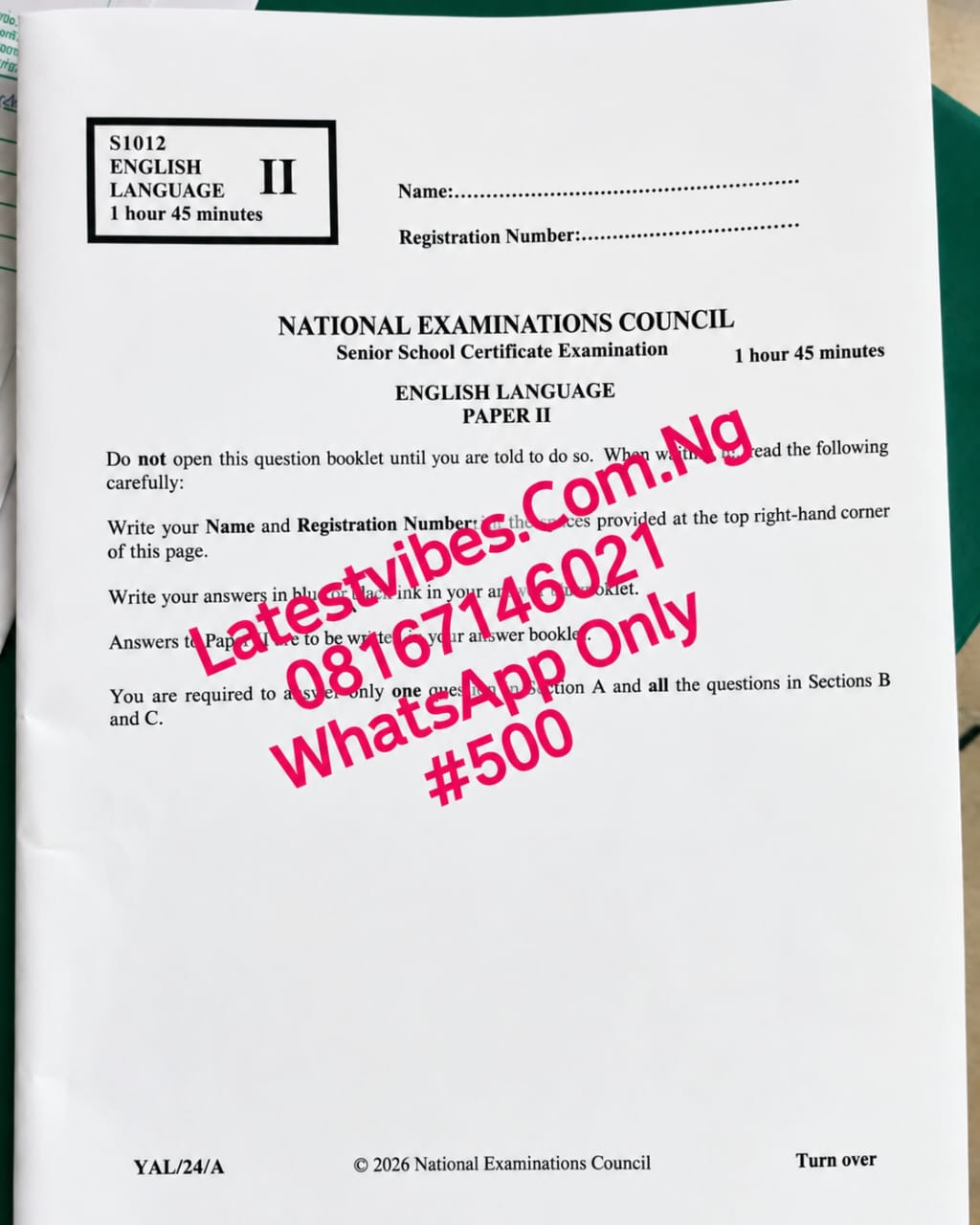 2026 Neco English Answers